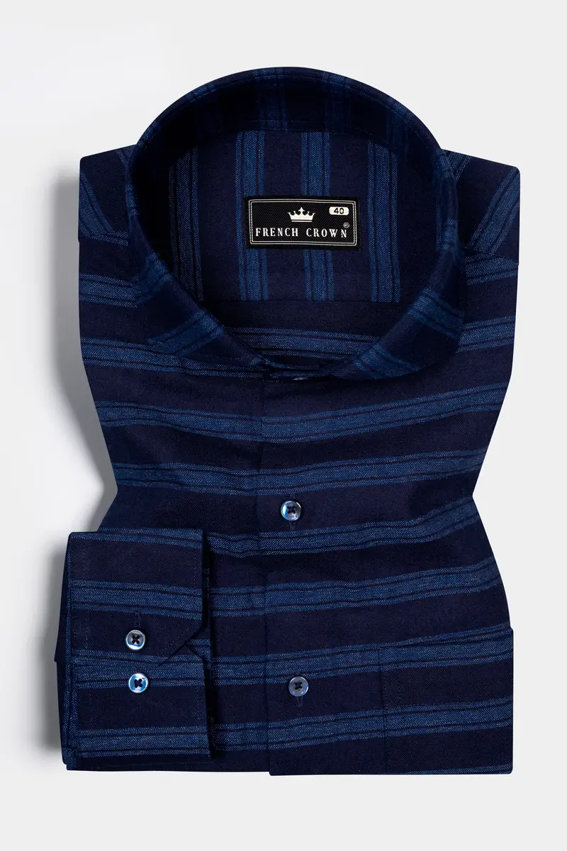 Mirage And Rhino Blue Striped Indigo Denim Shirt 3