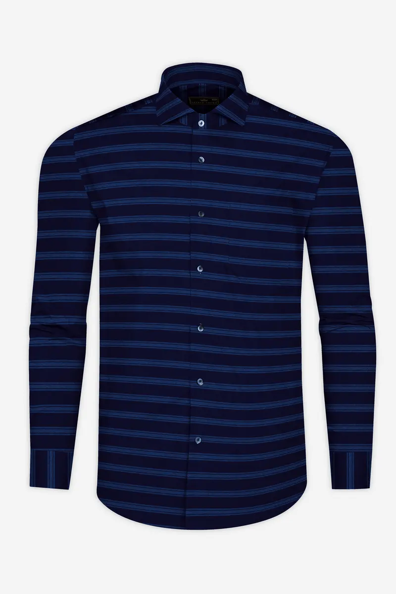 Mirage And Rhino Blue Striped Indigo Denim Shirt 4