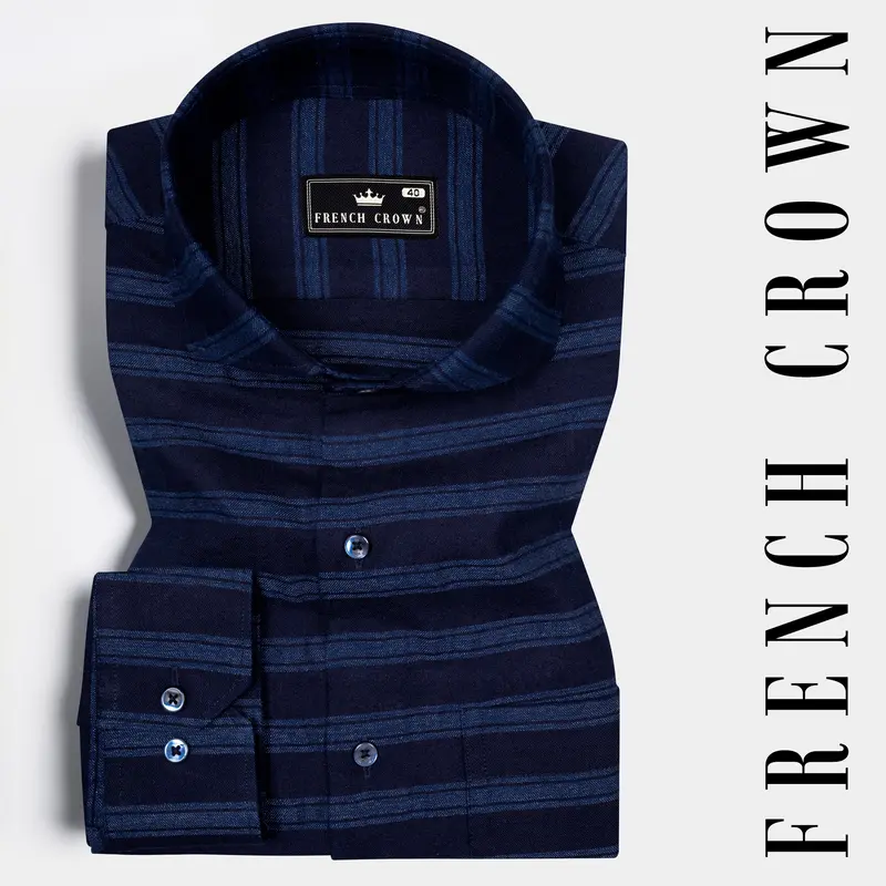 Mirage And Rhino Blue Striped Indigo Denim Shirt 6