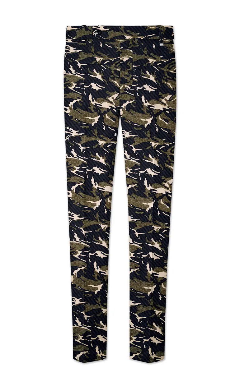 Mirage Black And Sage Green Camouflage Printed Cotton Stretchable Waistband Pant 2