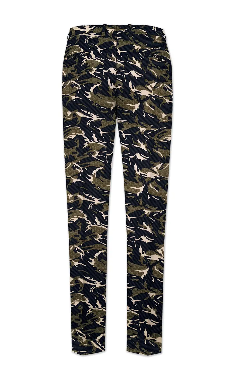 Mirage Black And Sage Green Camouflage Printed Cotton Stretchable Waistband Pant 5