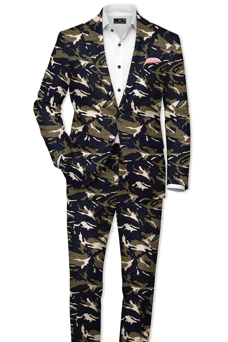 Mirage Black And Sage Green Camouflage Printed Cotton Stretchable Waistband Pant 7