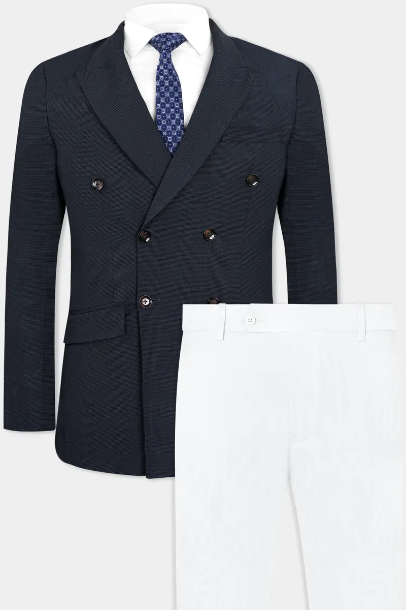 Mirage Black Houndstooth Wool Rich Double-Breasted Suit 2