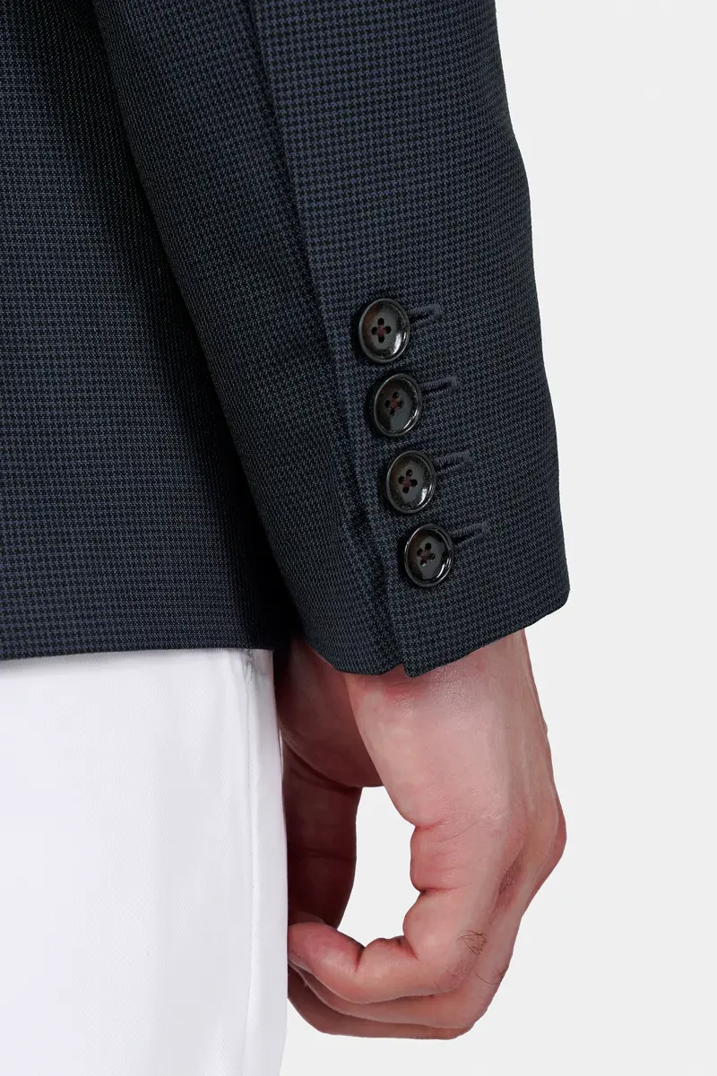 Mirage Black Houndstooth Wool Rich Double-Breasted Suit 4