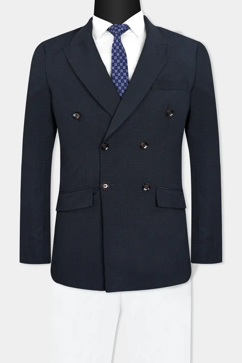 Mirage Black Houndstooth Wool Rich Double-Breasted Suit 5