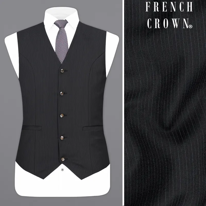 Mirage Black Striped Waistcoat 1