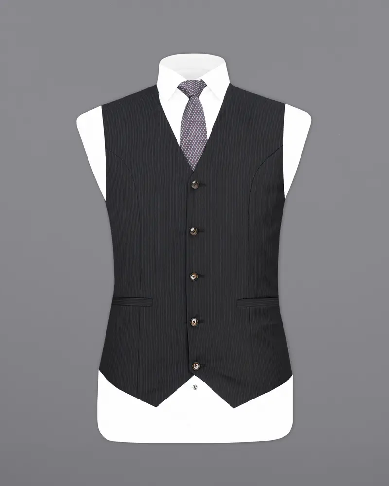 Mirage Black Striped Waistcoat 2