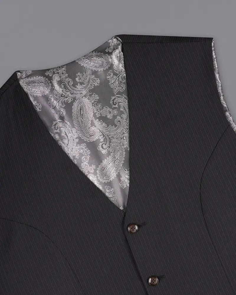 Mirage Black Striped Waistcoat 4