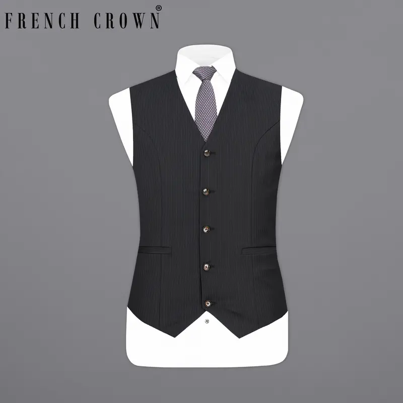 Mirage Black Striped Waistcoat 7