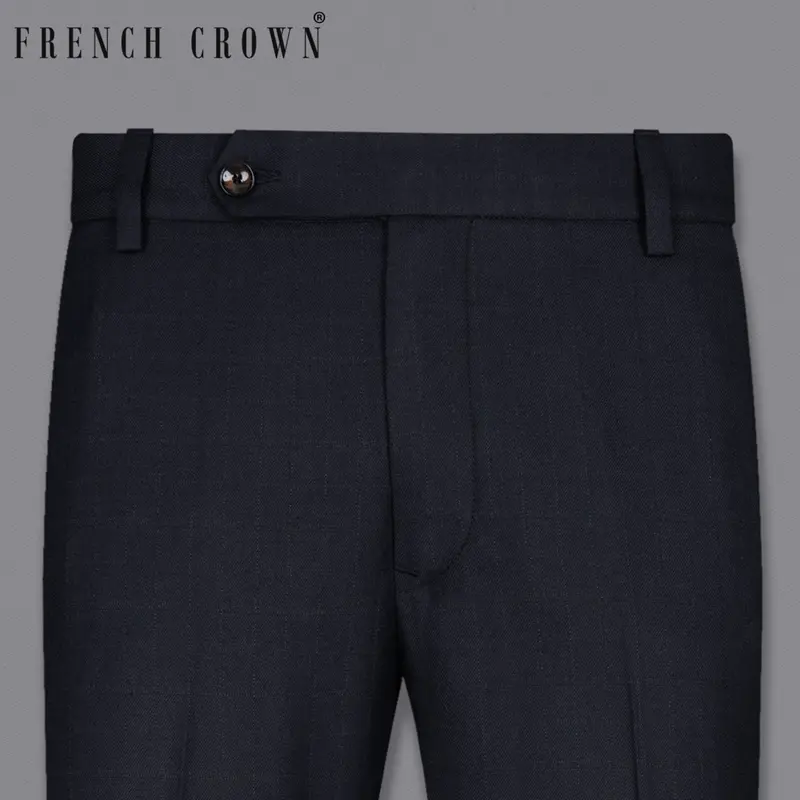 Mirage Black Subtle Windowpane Wool Rich Pant 1
