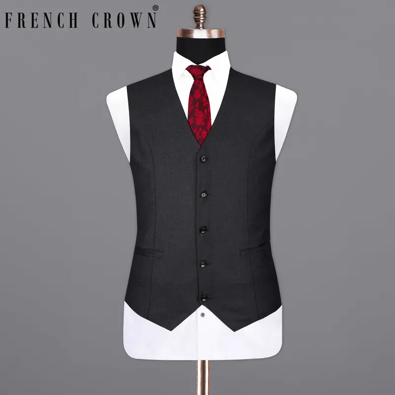 Mirage Black Textured Waistcoat 1