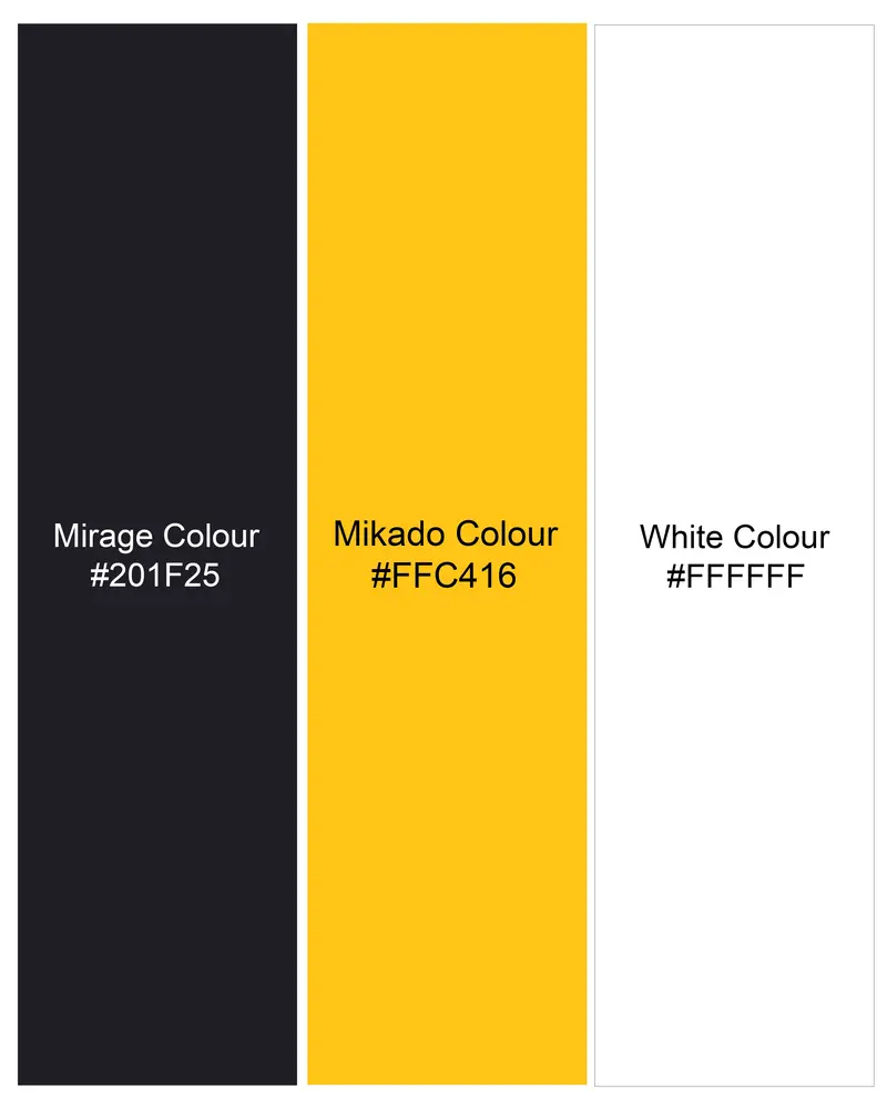Mirage Black With Mikado Yellow Checkered Printed Twill Premium Cotton Designer Shirt 10