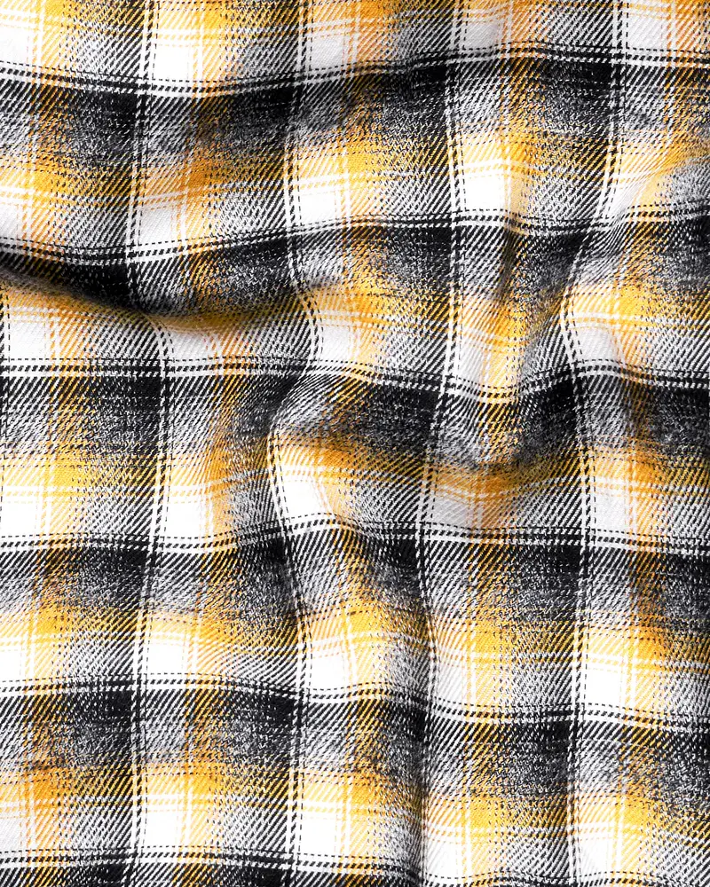 Mirage Black With Mikado Yellow Checkered Printed Twill Premium Cotton Designer Shirt 4
