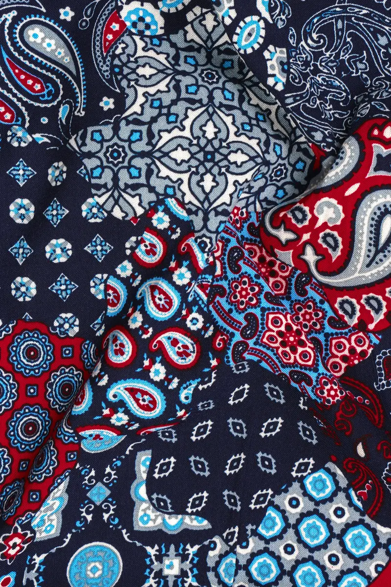 Mirage Blue And Monza Red Multicolour Printed Premium Tencel Shirt 3