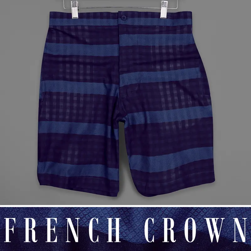 Mirage Blue And Rhino Blue Striped Dobby Shorts 1