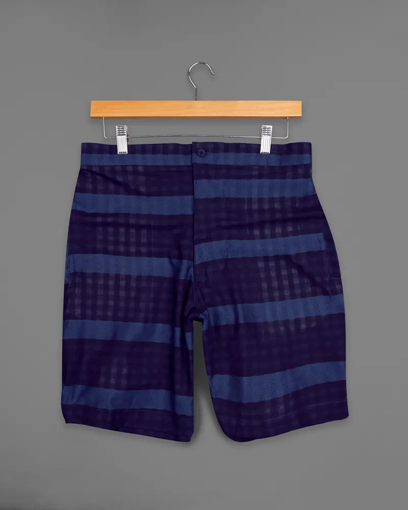 Mirage Blue And Rhino Blue Striped Dobby Shorts 2