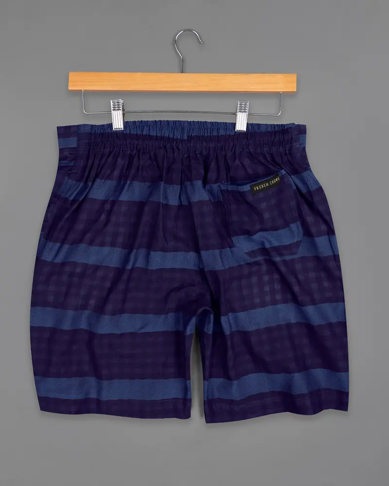 Mirage Blue And Rhino Blue Striped Dobby Shorts 4