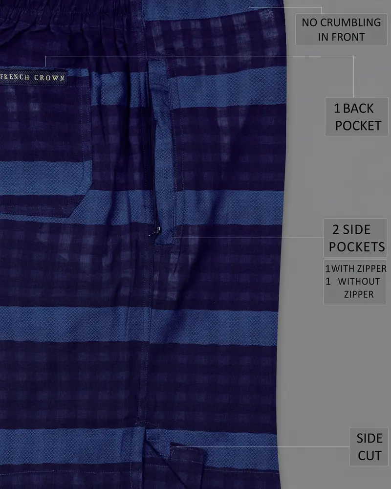Mirage Blue And Rhino Blue Striped Dobby Shorts 6