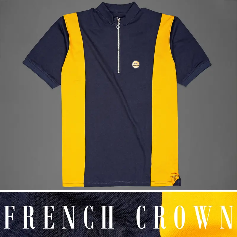 Mirage Blue And Supernova Yellow Super Soft Organic Cotton Mercerised Pique Polo With Zipper Closure 1