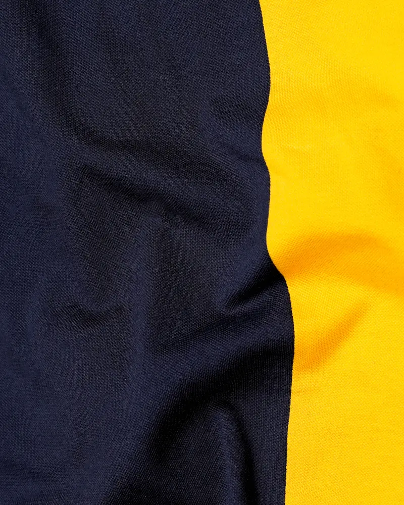 Mirage Blue And Supernova Yellow Super Soft Organic Cotton Mercerised Pique Polo With Zipper Closure 3