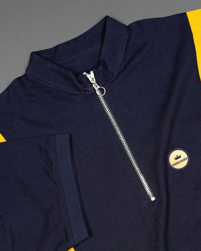 Mirage Blue And Supernova Yellow Super Soft Organic Cotton Mercerised Pique Polo With Zipper Closure 4