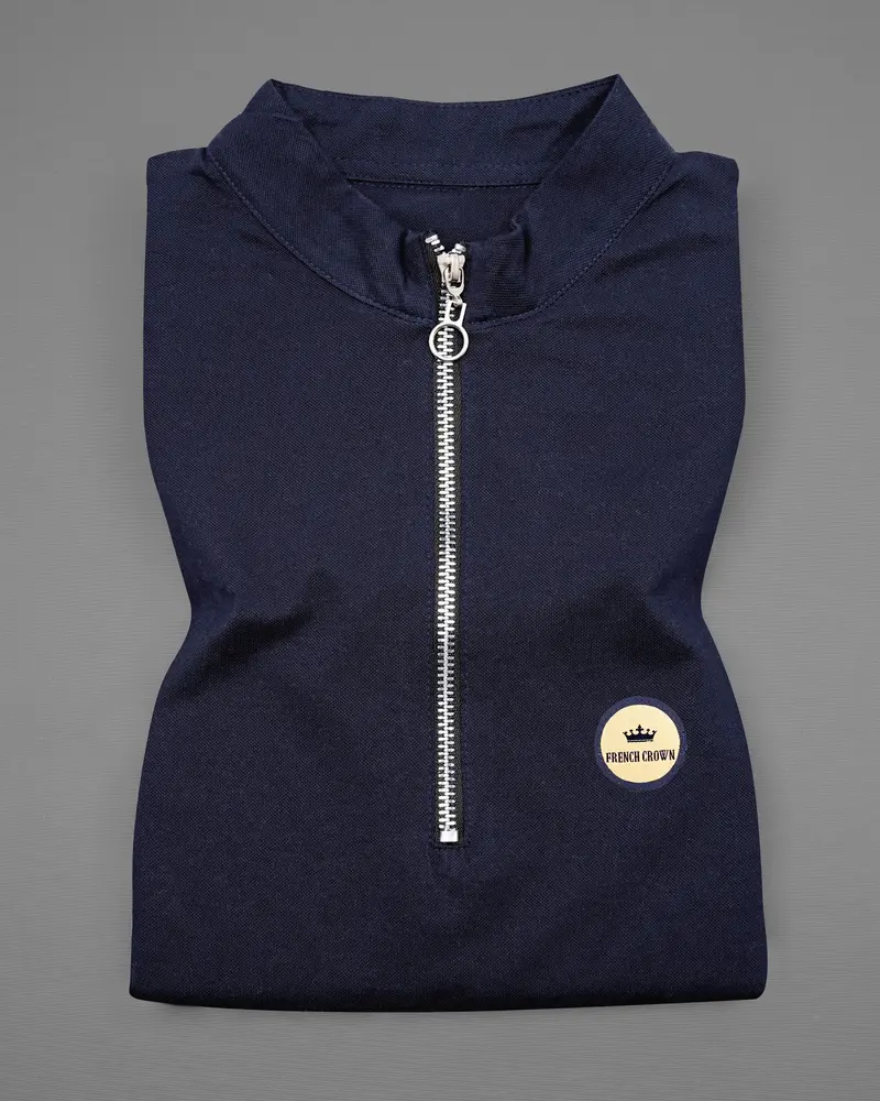 Mirage Blue And Supernova Yellow Super Soft Organic Cotton Mercerised Pique Polo With Zipper Closure 5