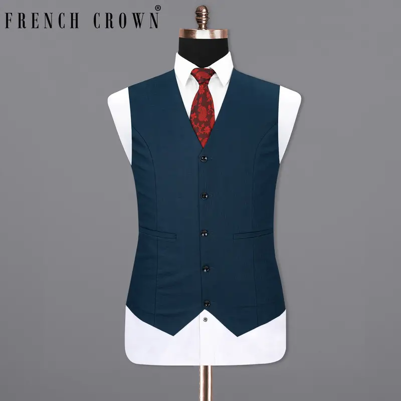 Mirage Blue Checkered Waistcoat 1