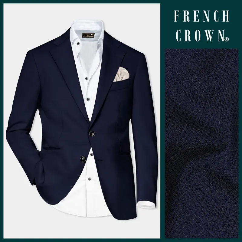 Mirage Blue Diamond Textured Single Breasted Blazer 1