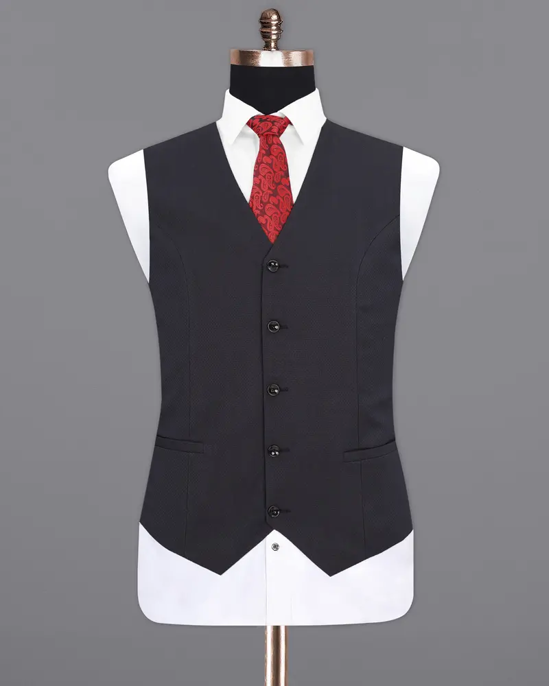 Mirage Blue Diamond Textured Waistcoat 2