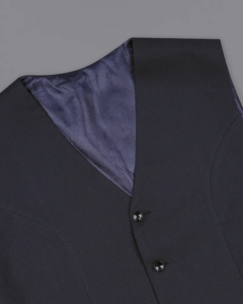 Mirage Blue Diamond Textured Waistcoat 4