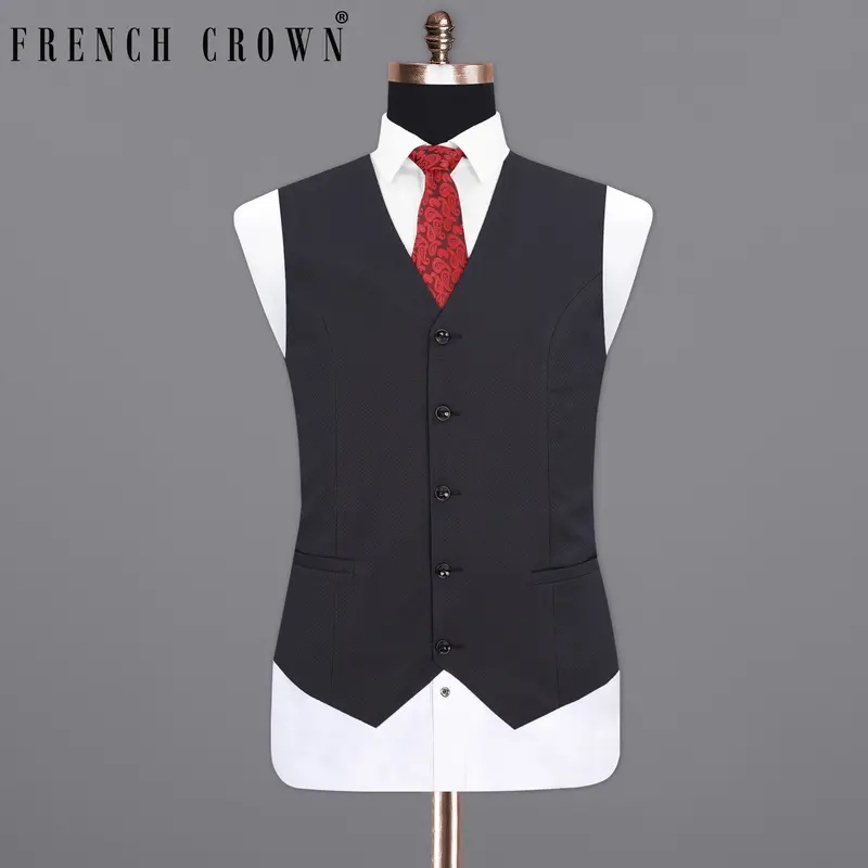 Mirage Blue Diamond Textured Waistcoat 7