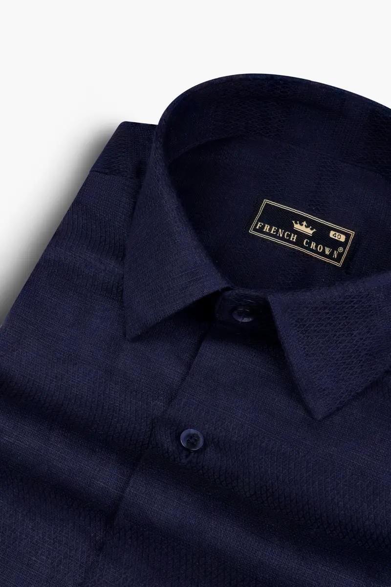 Mirage Blue Dobby Textured Premium Cotton Shirt 1