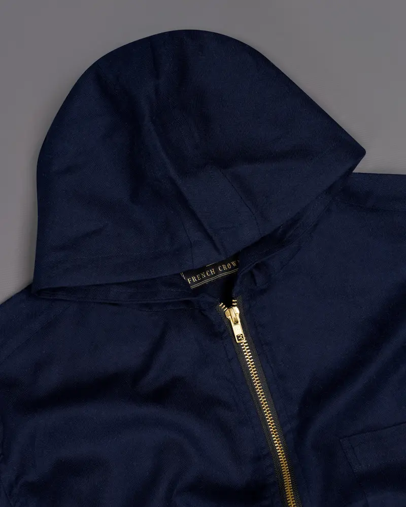 Mirage Blue Flannel Hoodie Shirt With Zipper Closure 6