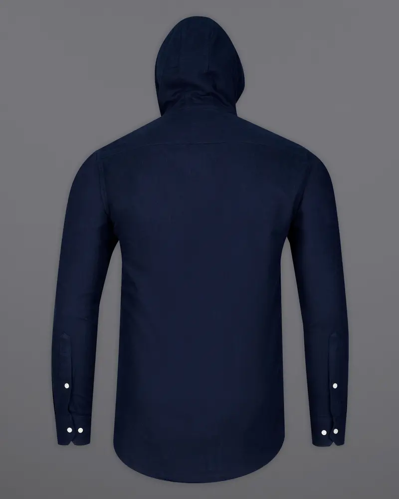 Mirage Blue Flannel Hoodie Shirt With Zipper Closure 9