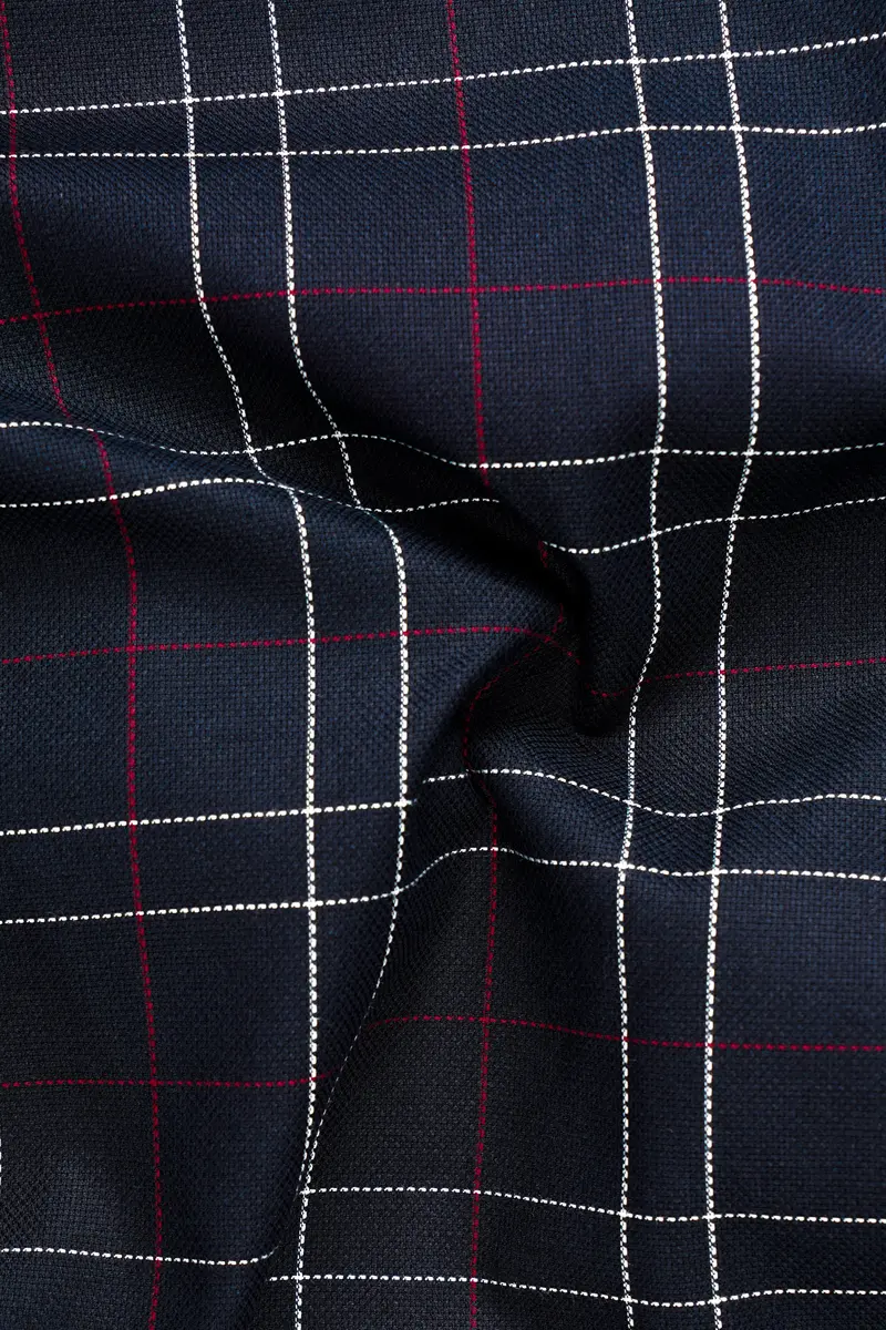 Mirage Blue Plaid Dobby Textured Premium Cotton Shirt 2