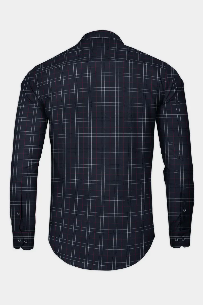 Mirage Blue Plaid Dobby Textured Premium Cotton Shirt 5