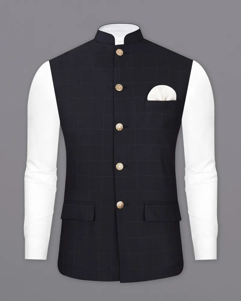 Mirage Blue Plaid Nehru Jacket 2