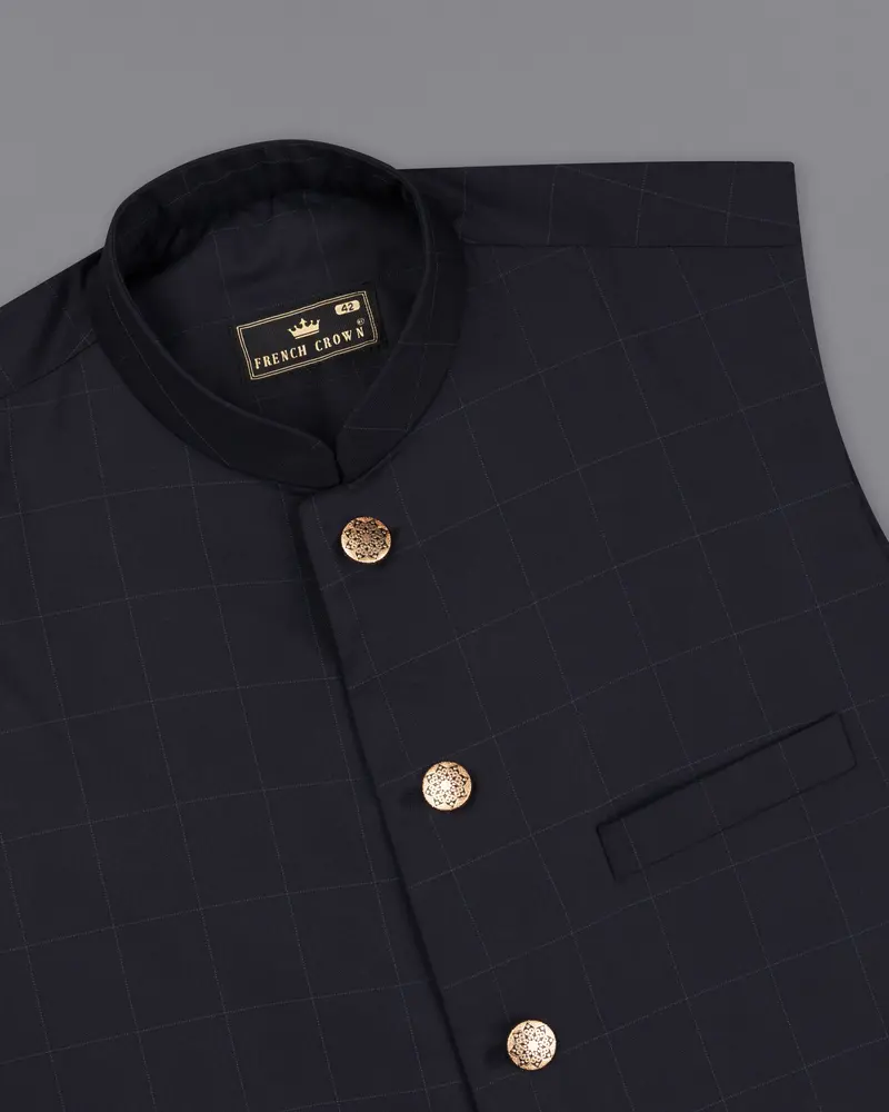 Mirage Blue Plaid Nehru Jacket 4