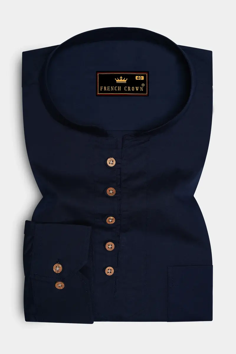 Mirage Blue Premium Cotton Kurta Shirt 4