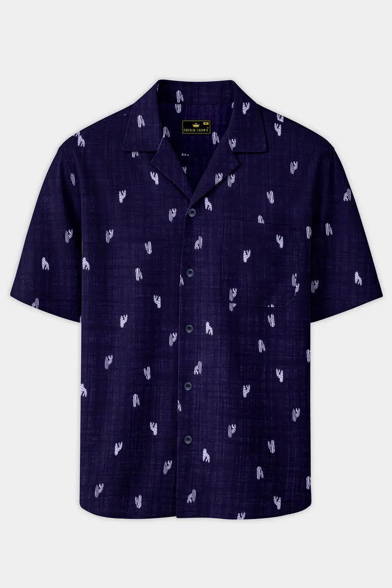 Mirage Blue Printed Lightweight Premium Cotton Oversized Shirt 2