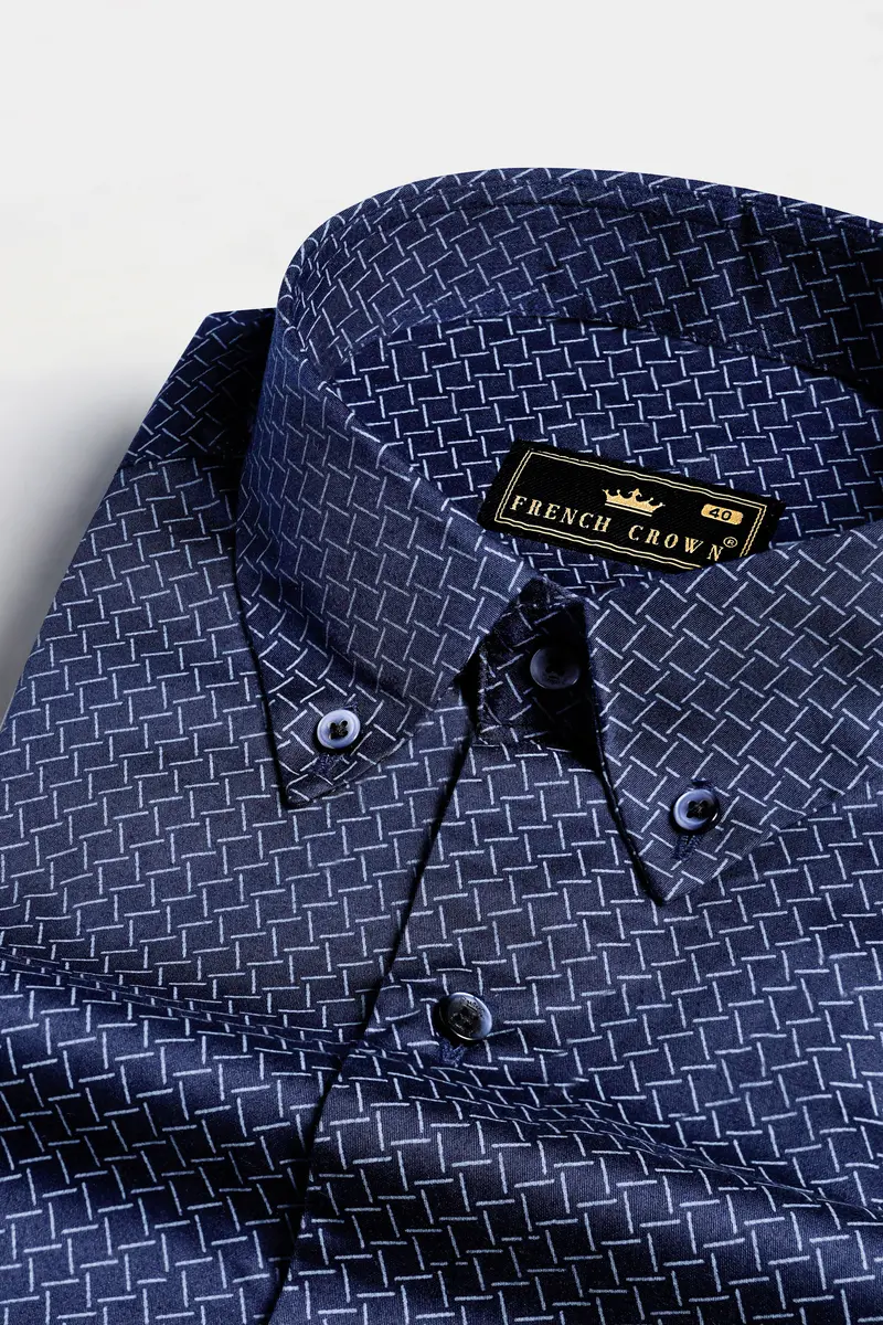 Mirage Blue Printed Royal Oxford Shirt 1