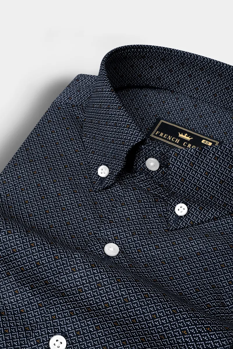 Mirage Blue Printed Twill Cotton Shirt 1