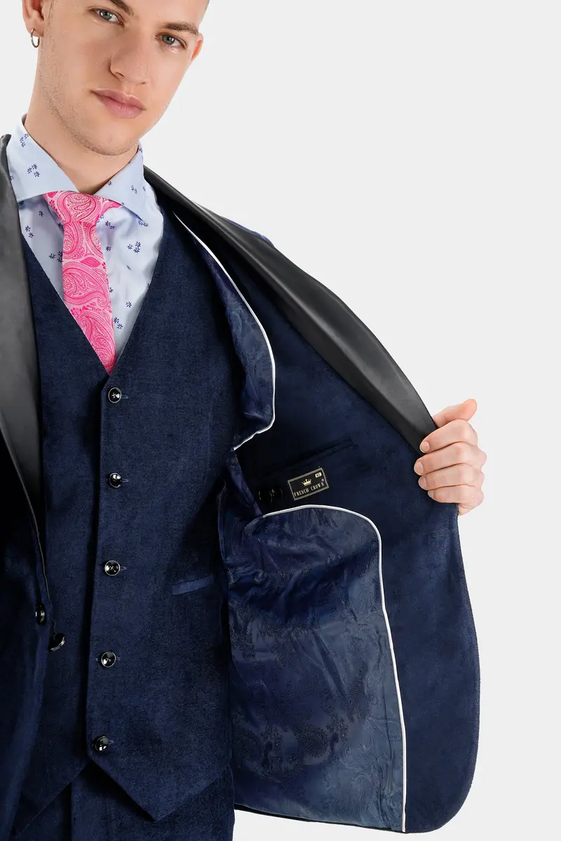 Mirage Blue Single Breasted Tuxedo Blazer 4