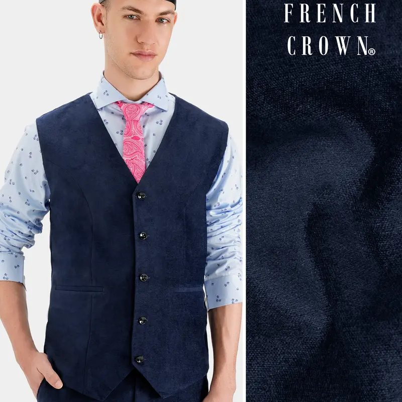 Mirage Blue Solid Waistcoat 1