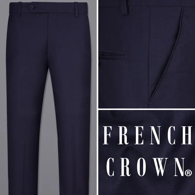 Mirage Blue Subtle Sheen Stretchable Waistband Traveler Pants 1