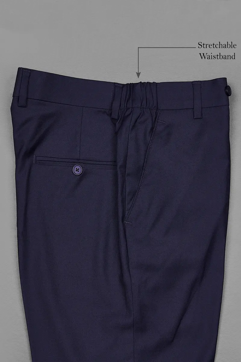 Mirage Blue Subtle Sheen Stretchable Waistband Traveler Pants 6
