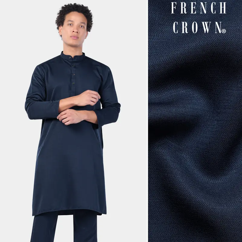Mirage Blue Subtle Sheen Viscose Kurta 1