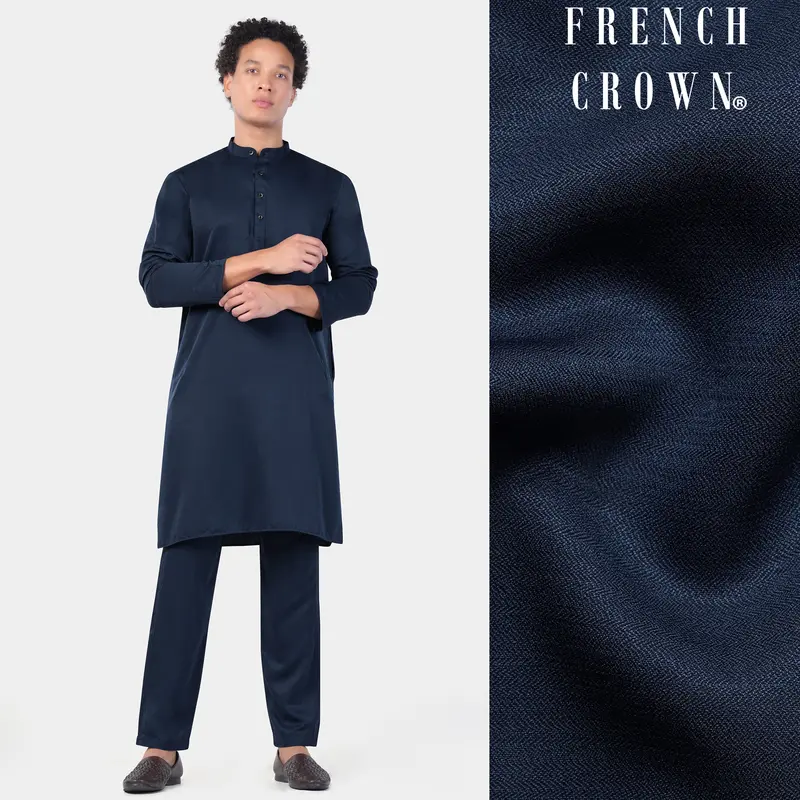 Mirage Blue Subtle Sheen Viscose Kurta Set 1