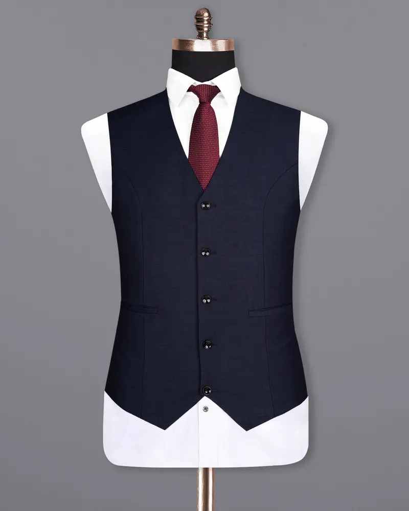 Mirage Blue Super Fine Subtle Plaid Woolrich Waistcoat 2