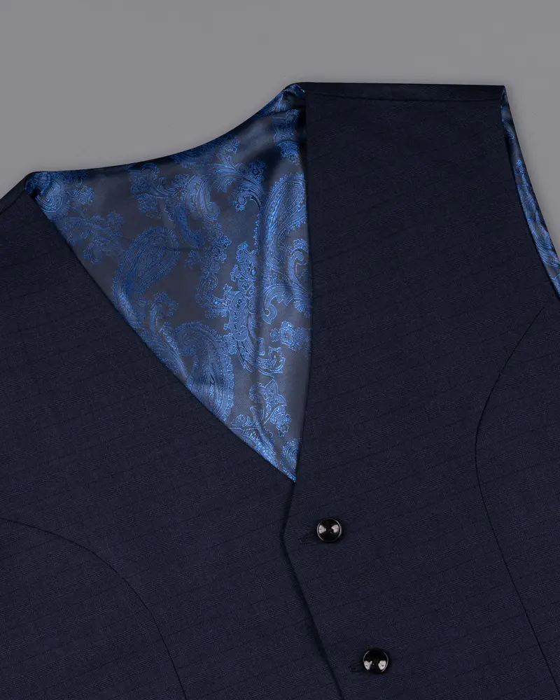 Mirage Blue Super Fine Subtle Plaid Woolrich Waistcoat 4
